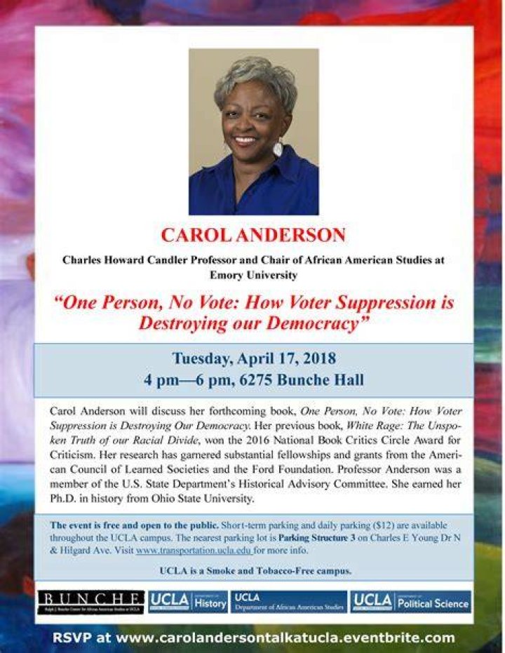 Carol Anderson &ldquo;One Person, No Vote How Voter Suppression is